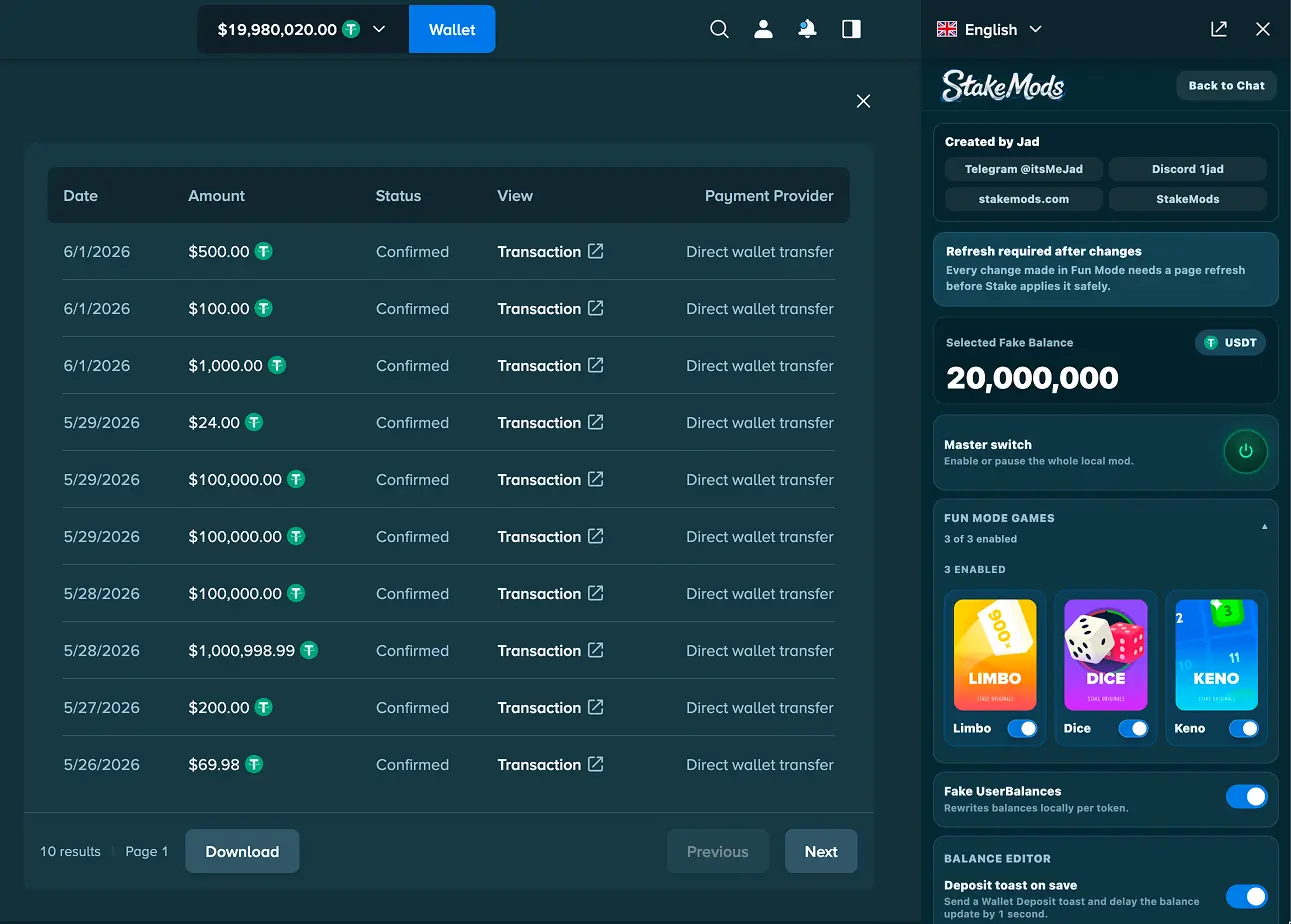 Deposit history states preview