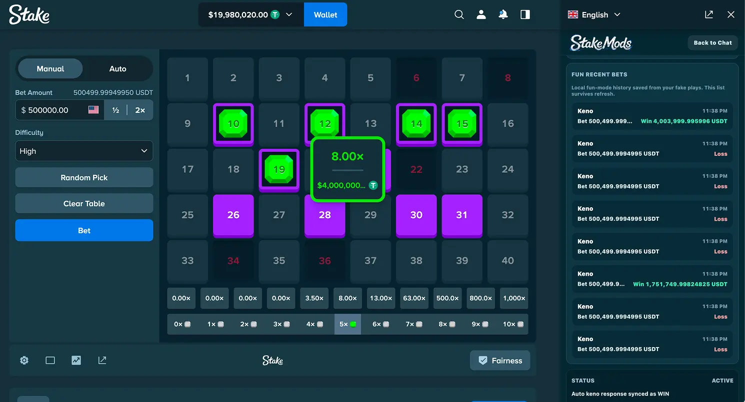 Keno fun mode preview